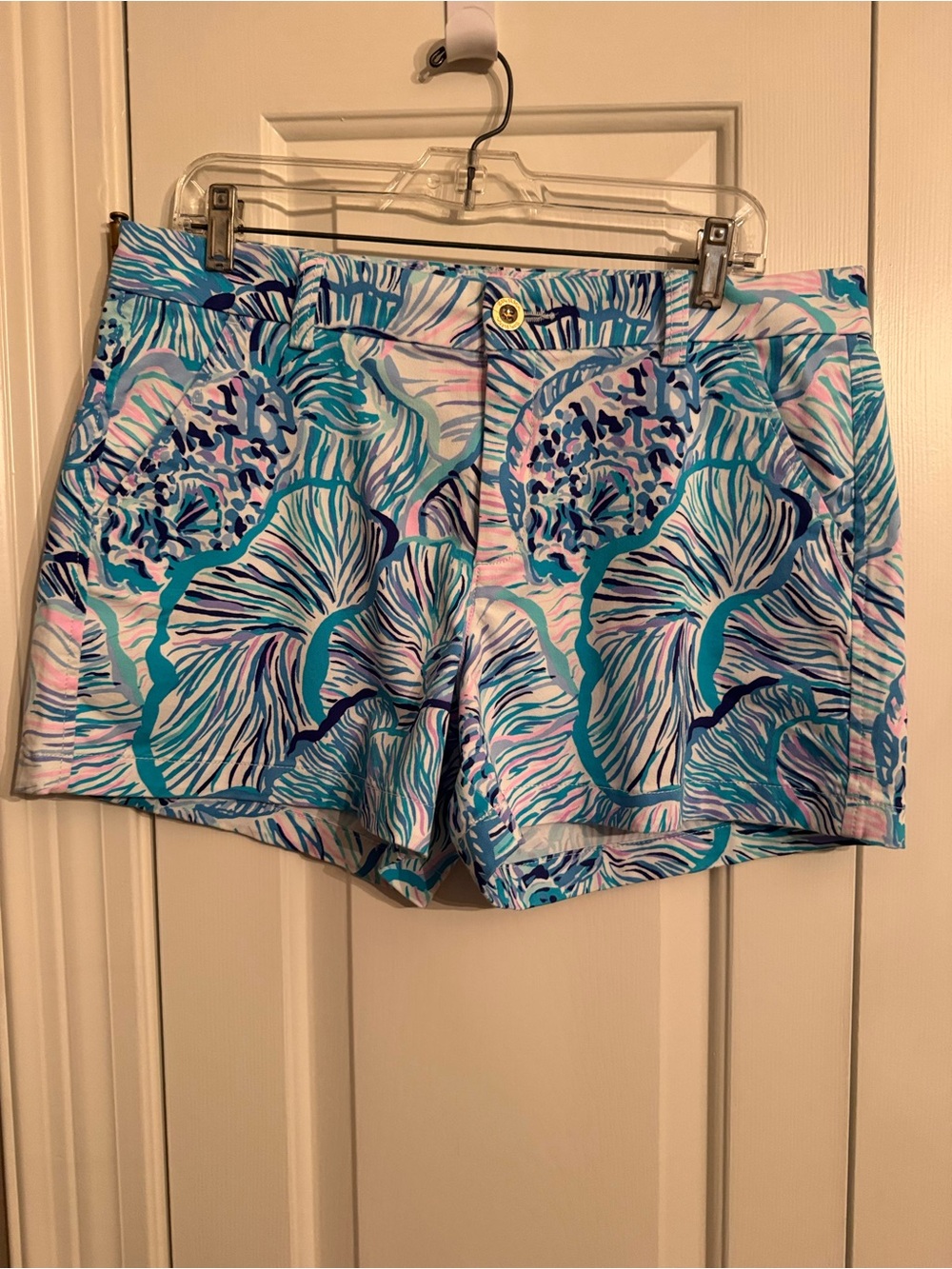 Lilly Pulitzer Keller Stretch Shorts Shell Beach Size 12